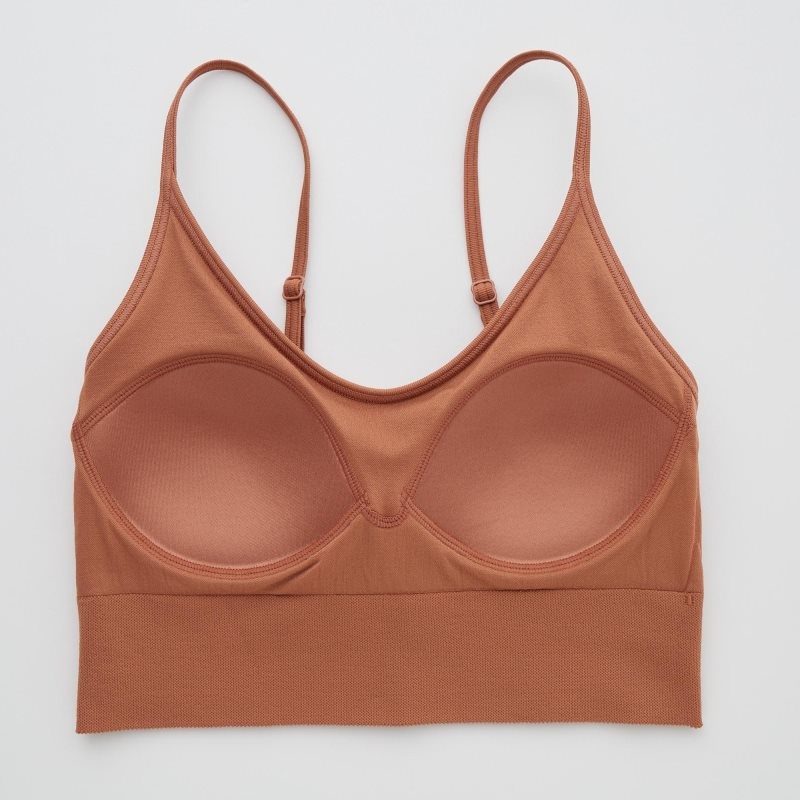 Brown Women Uniqlo Seamless Half Camisole Bras | USA TZQJU-0618