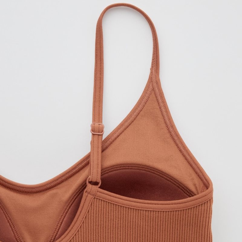 Brown Women Uniqlo Seamless Half Camisole Bras | USA TZQJU-0618