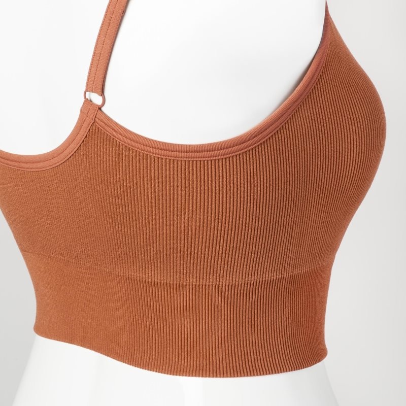 Brown Women Uniqlo Seamless Half Camisole Bras | USA TZQJU-0618