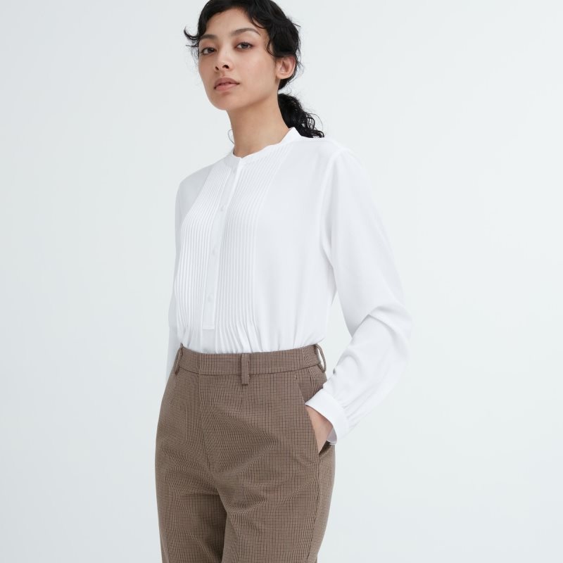 Brown Women Uniqlo Smart Ankle (2-way Stretch Check) Pants | USA HPGSV-8645