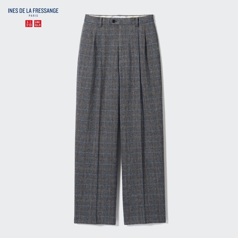 Brown Women Uniqlo Tweed Pleated Wide (Ines De La Fressange) Pants | USA YQRLX-0946