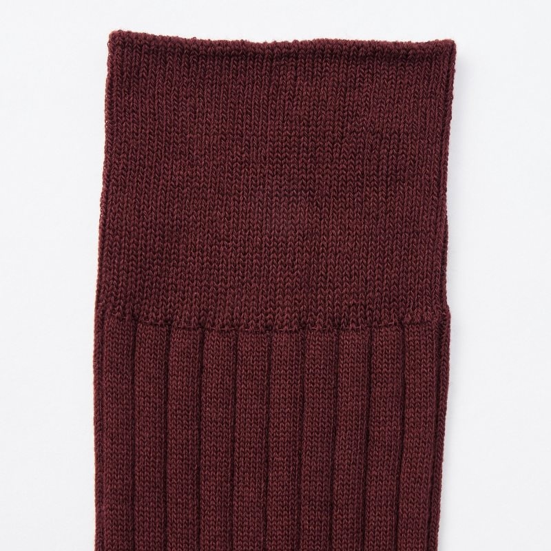 Burgundy Men Uniqlo Supima® Cotton Wide-ribbed Socks | USA SPVMN-2139