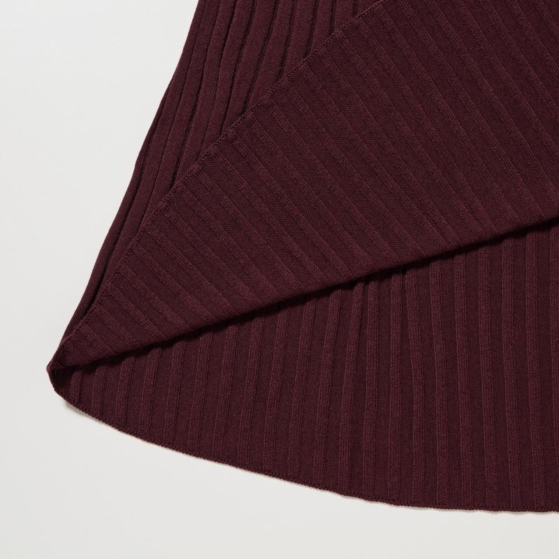 Burgundy Women Uniqlo 3d Knit Ribbed Crew Neck Long-sleeve (Ines De La Fressange) Dress | USA MSZDE-3840