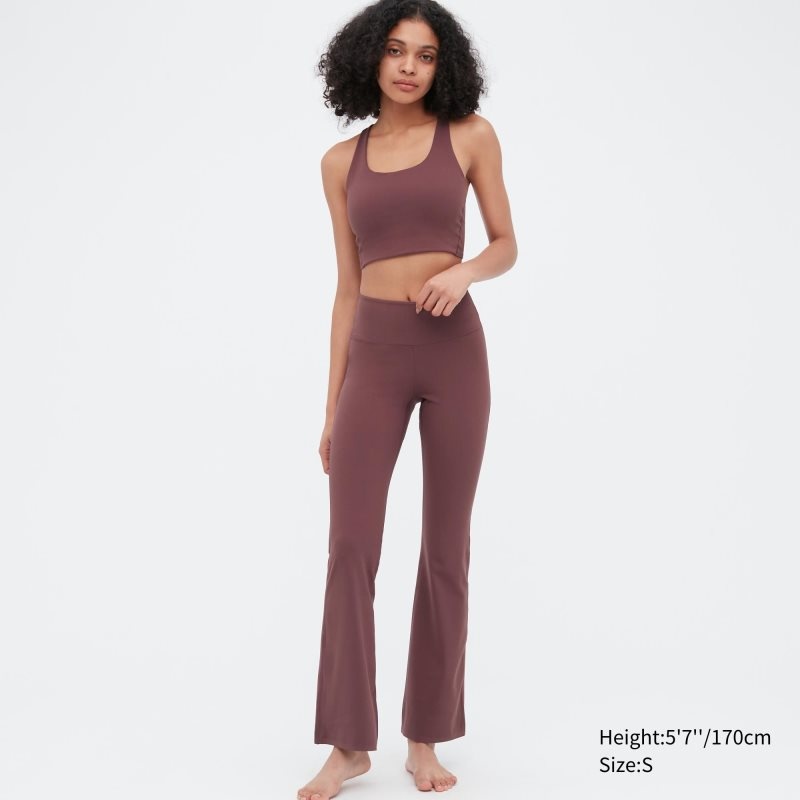 Burgundy Women Uniqlo Airism Soft Flare Leggings | USA BNOCY-4061