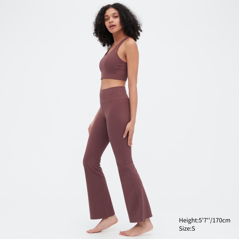 Burgundy Women Uniqlo Airism Soft Flare Leggings | USA BNOCY-4061