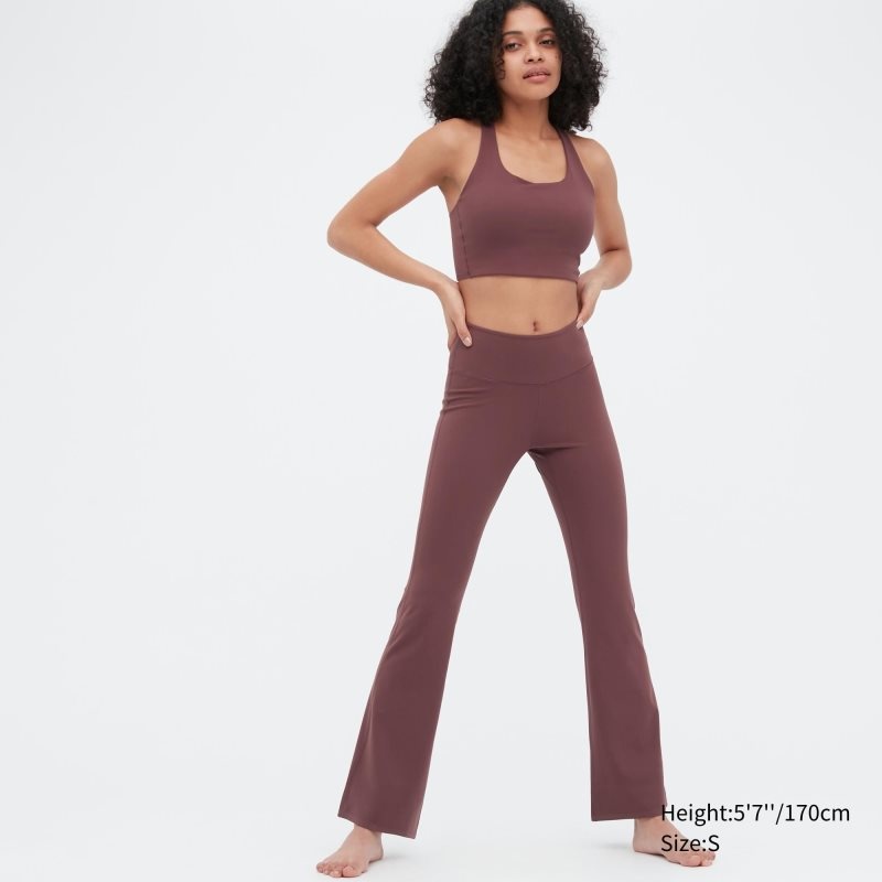 Burgundy Women Uniqlo Airism Soft Flare Leggings | USA BNOCY-4061