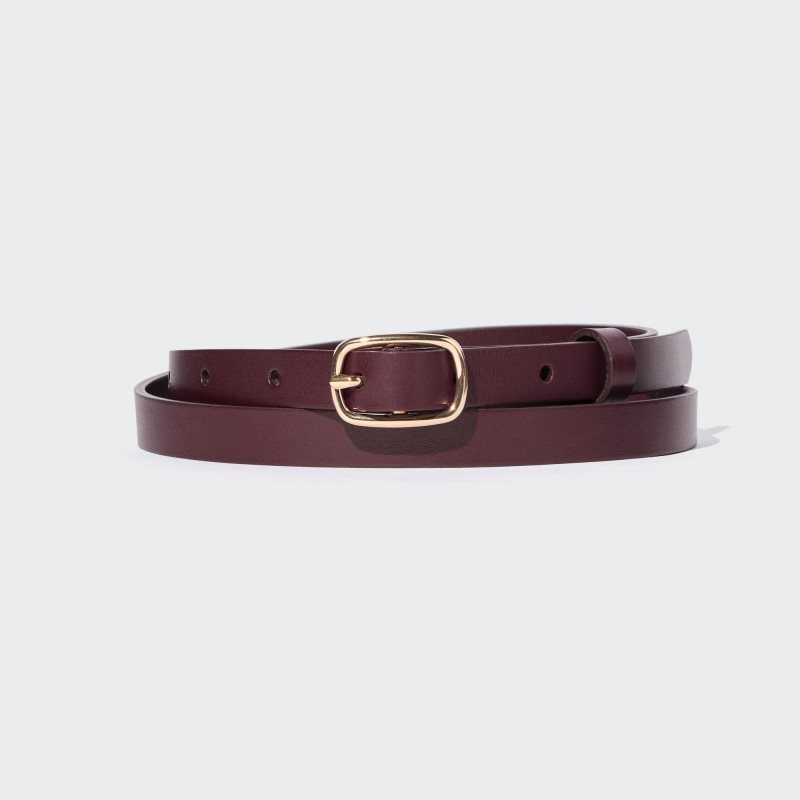 Burgundy Women Uniqlo Dress Skinny Belts | USA JLCWP-8602