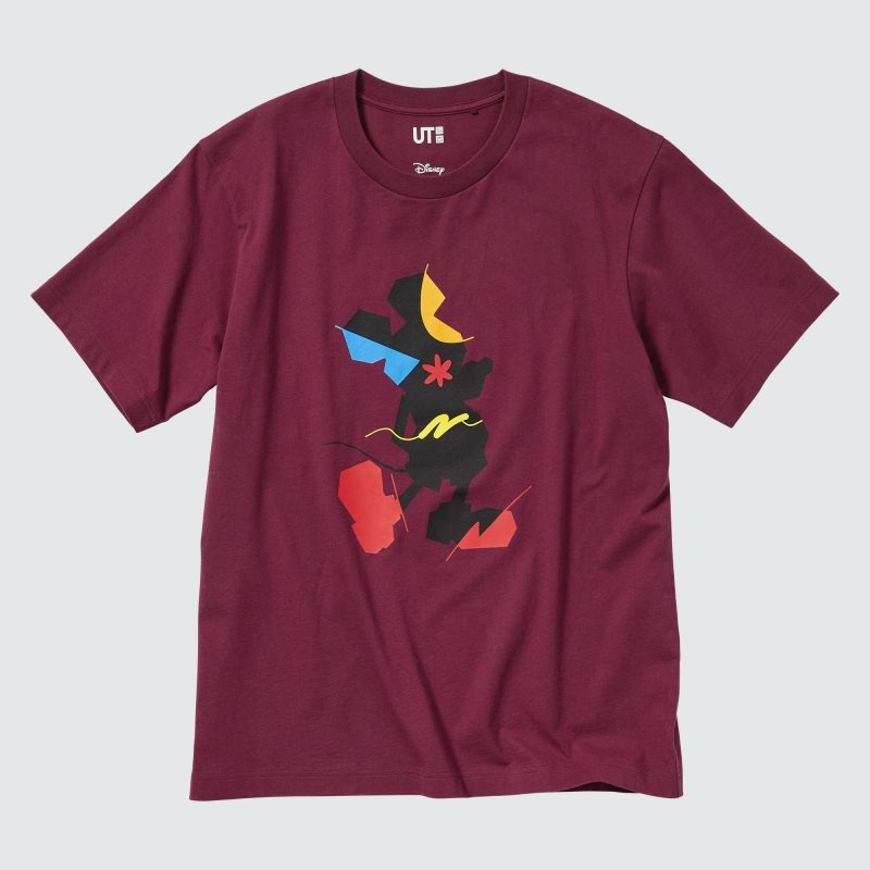 Burgundy Women Uniqlo Mickey Stands Ut (Short-sleeve Graphic) T Shirts | USA GOMAU-2568