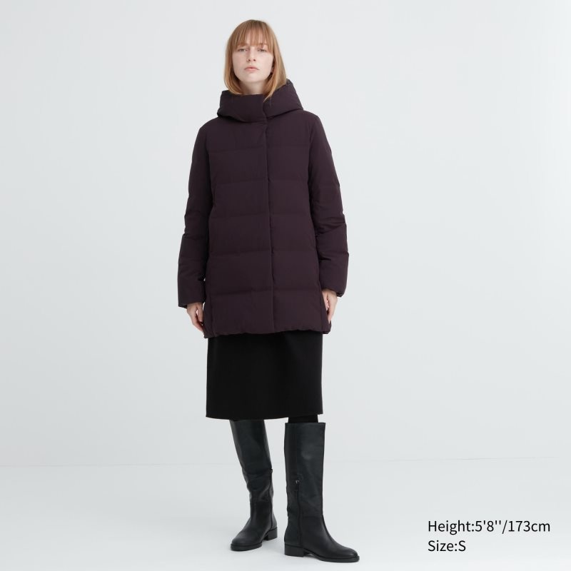 Burgundy Women Uniqlo Seamless Down Short Coats | USA SDCVF-7958