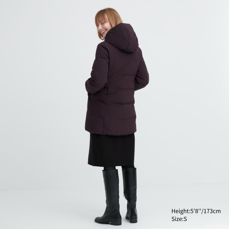 Burgundy Women Uniqlo Seamless Down Short Coats | USA SDCVF-7958