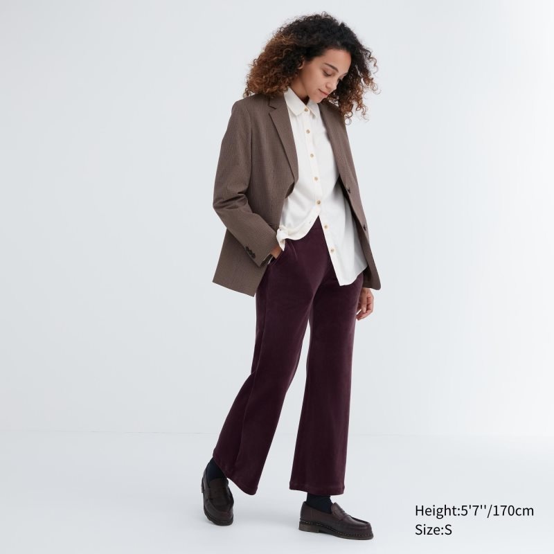 Burgundy Women Uniqlo Ultra Stretch Smooth Pants | USA RLVWC-0986