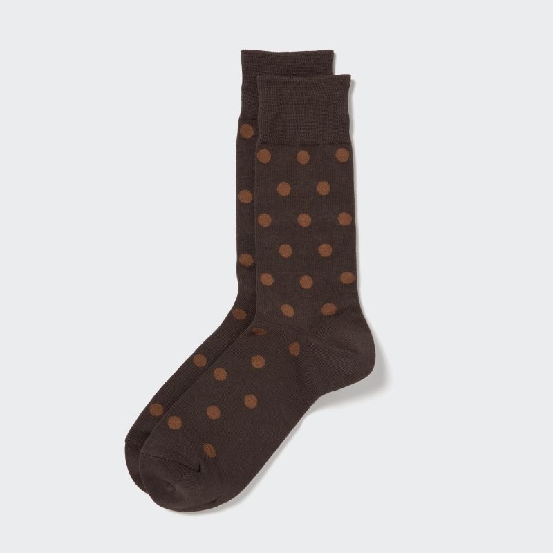 Dark Brown Men Uniqlo Dotted Socks | USA TELVC-0427