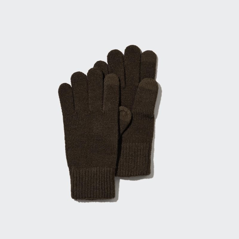 Dark Brown Men Uniqlo Heattech Gloves | USA AZPNW-8962