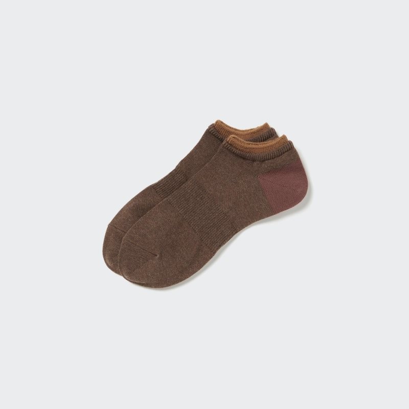 Dark Brown Men Uniqlo Layered Short Socks | USA VDQGE-1634