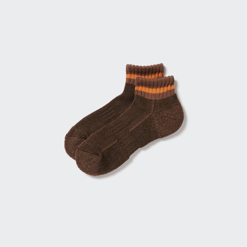 Dark Brown Men Uniqlo Soft Pile Short Socks | USA SYBFN-6390