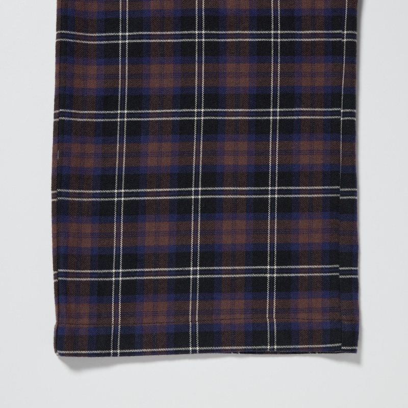 Dark Brown Women Uniqlo Flannel Checked Pants | USA HIDOM-8672