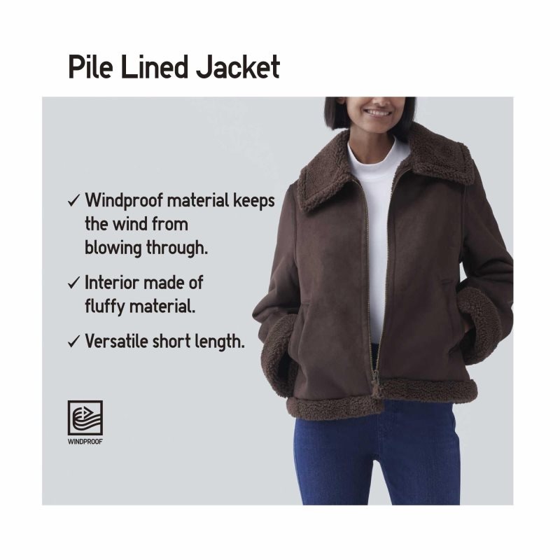 Dark Brown Women Uniqlo Pile-lined Jackets | USA VOFQL-1598