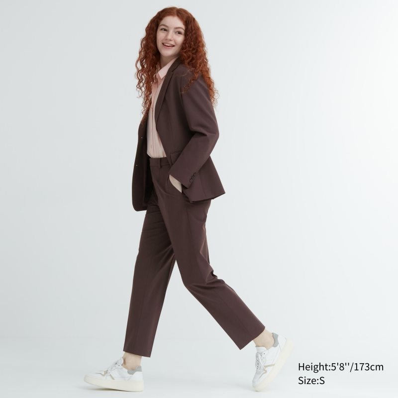 Dark Brown Women Uniqlo Smart Ankle (2-way Stretch, Tall) Pants | USA OPAJE-9342