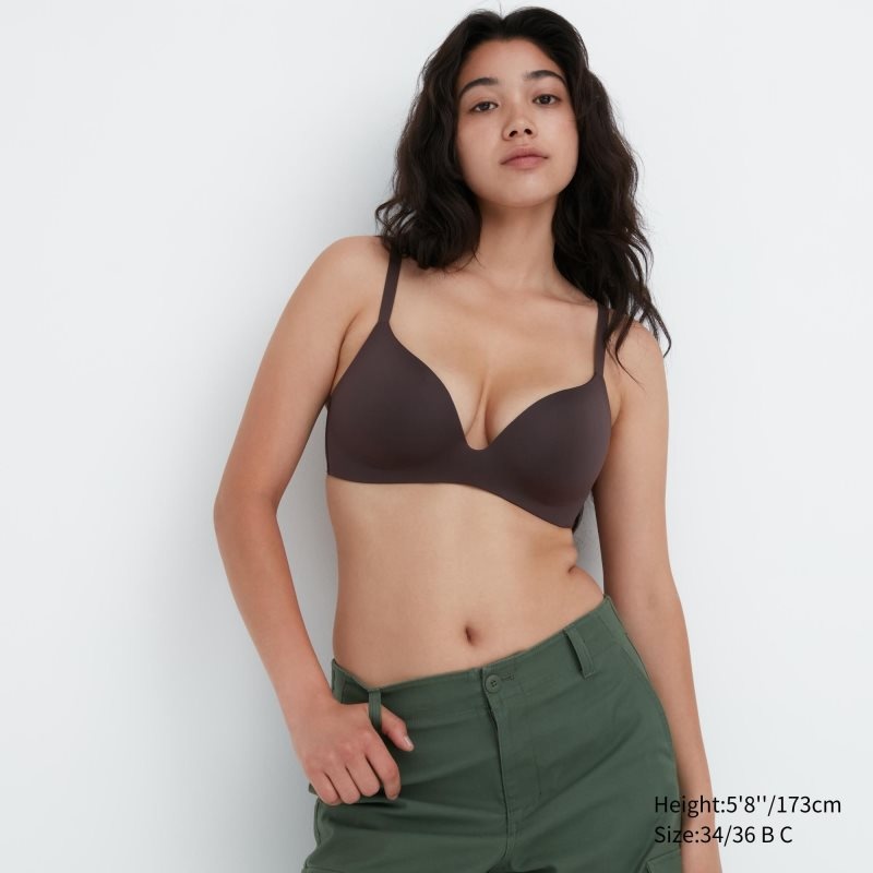 Dark Brown Women Uniqlo Wireless (3d Hold) Bras | USA SHMBQ-6249