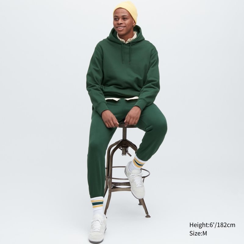 Dark Green Men Uniqlo Sweatpants Sweatpants | USA RYUHA-2076