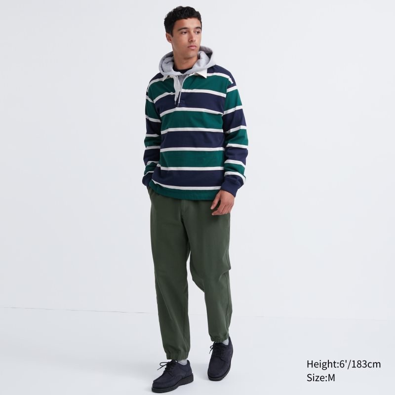 Dark Green Men Uniqlo Washed Jersey Jogger | USA YENMV-0176