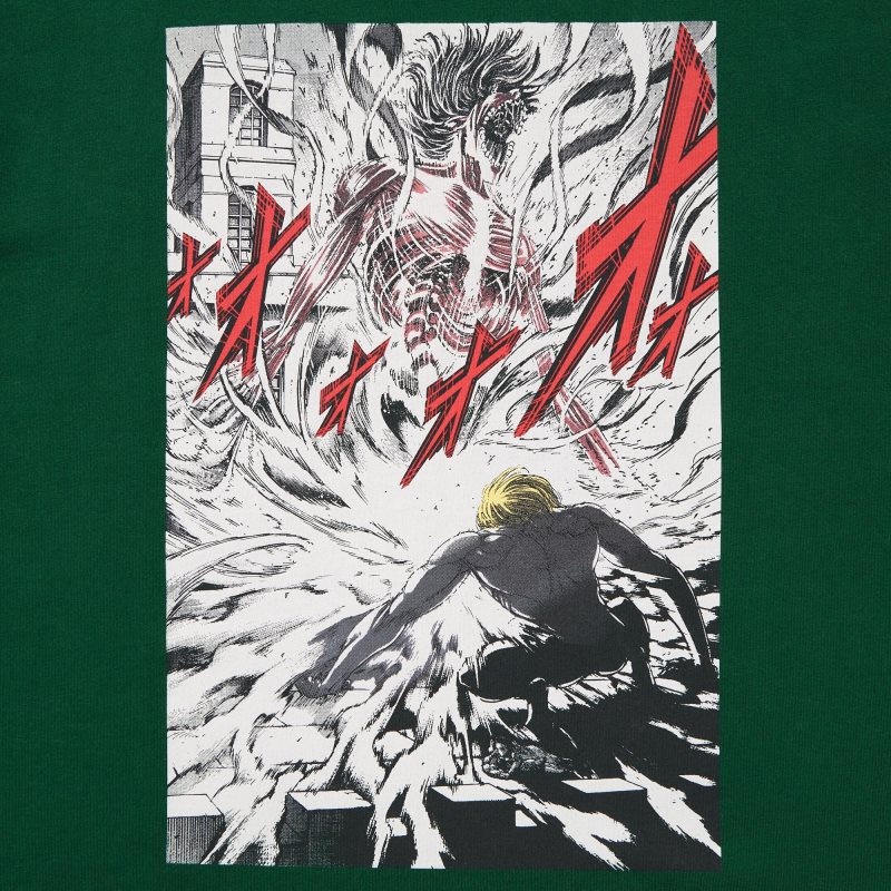 Dark Green Women Uniqlo Attack On Titan Ut (Short-sleeve Graphic) (Eren Transforms Into A Titan) T Shirts | USA NQHOC-1472