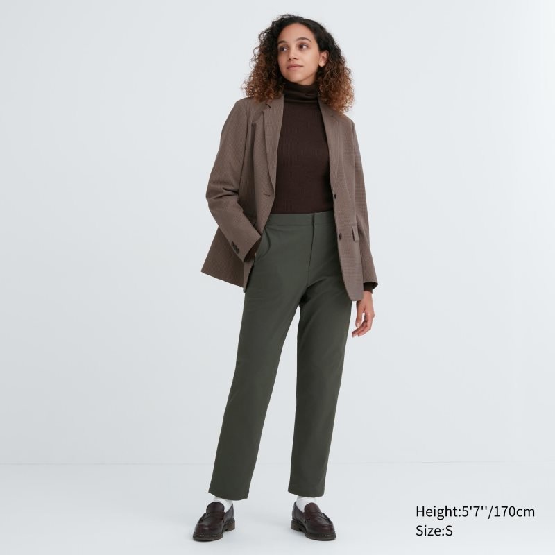 Dark Green Women Uniqlo Heattech Warm Lined Pants | USA WMKSG-9651