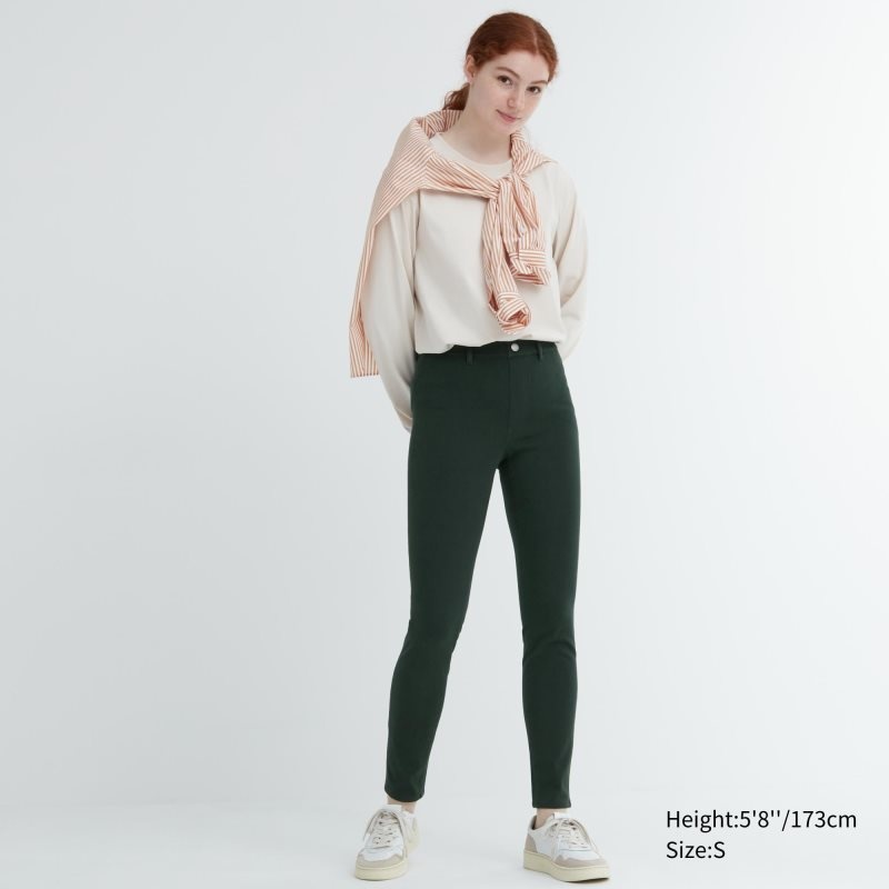 Dark Green Women Uniqlo Ultra Stretch Leggings Pants | USA KQHGA-4936