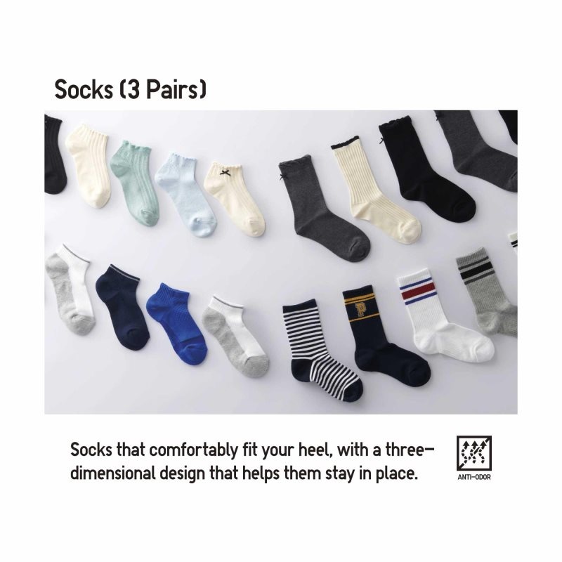 Dark Grey Kids Uniqlo Regular 3 Pack Socks | USA NRXFC-9840