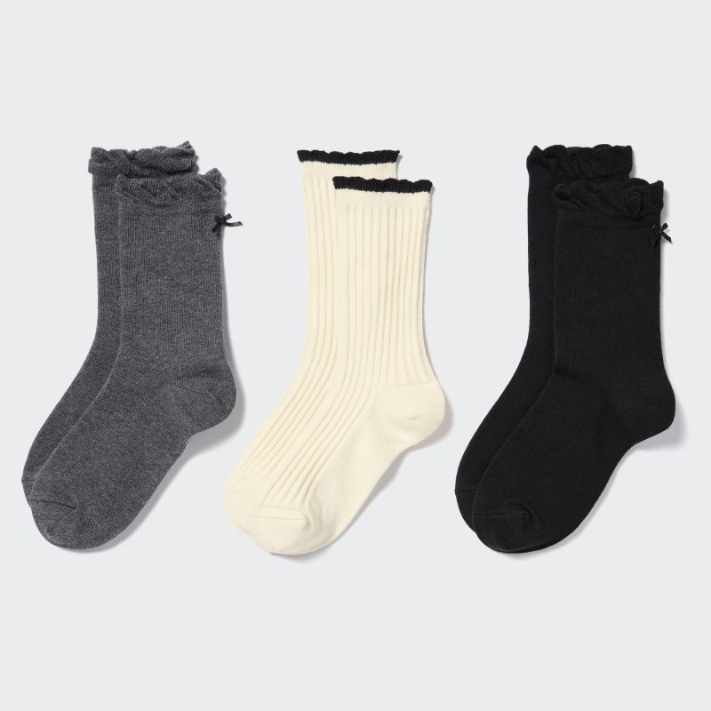 Dark Grey Kids Uniqlo Regular 3 Pack Socks | USA NRXFC-9840