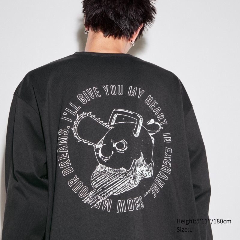 Dark Grey Men Uniqlo Chainsaw Man × Kosuke Kawamura Ut (Long-sleeve Graphic) T Shirts | USA BOAIR-7608