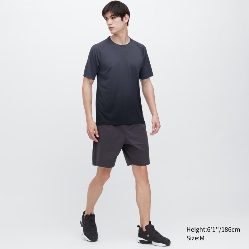 Dark Grey Men Uniqlo Dry-ex Crew Neck Short-sleeve (Lightweight) T Shirts | USA JIGAR-7618