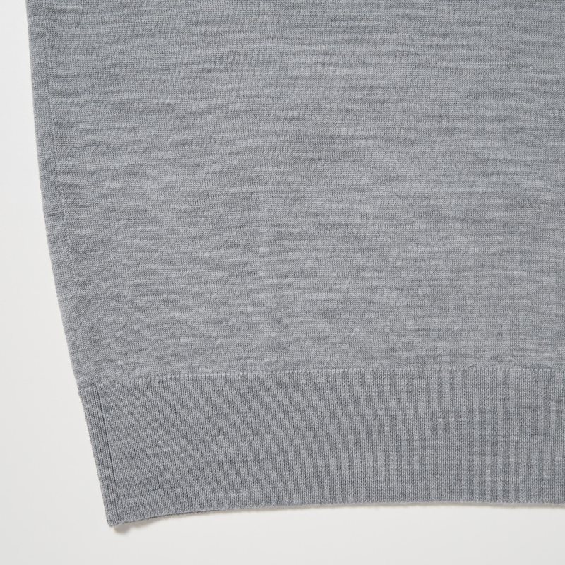 Dark Grey Men Uniqlo Extra Fine Merino Crew Neck Sweaters | USA SOFIV-9573