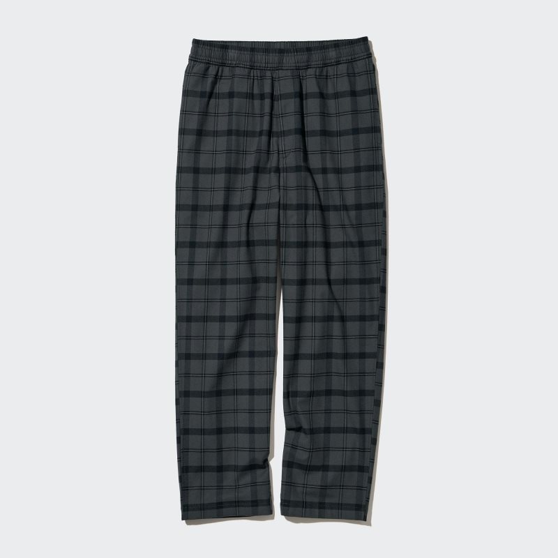 Dark Grey Men Uniqlo Flannel Easy Ankle Pants | USA VKOGT-9581