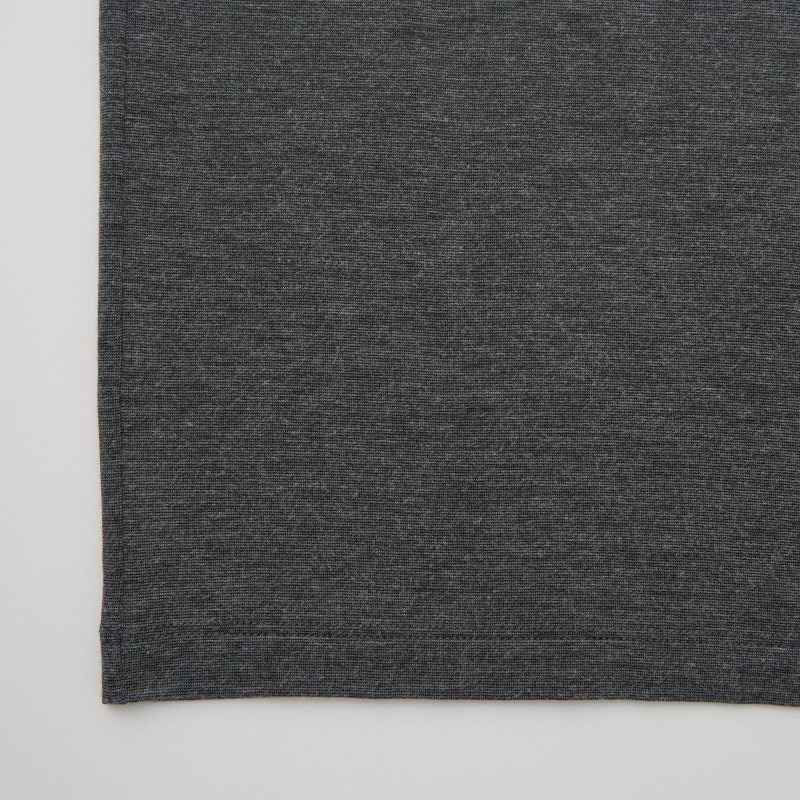 Dark Grey Men Uniqlo Heattech Crew Neck Long-sleeve T Shirts | USA FLQIW-7694