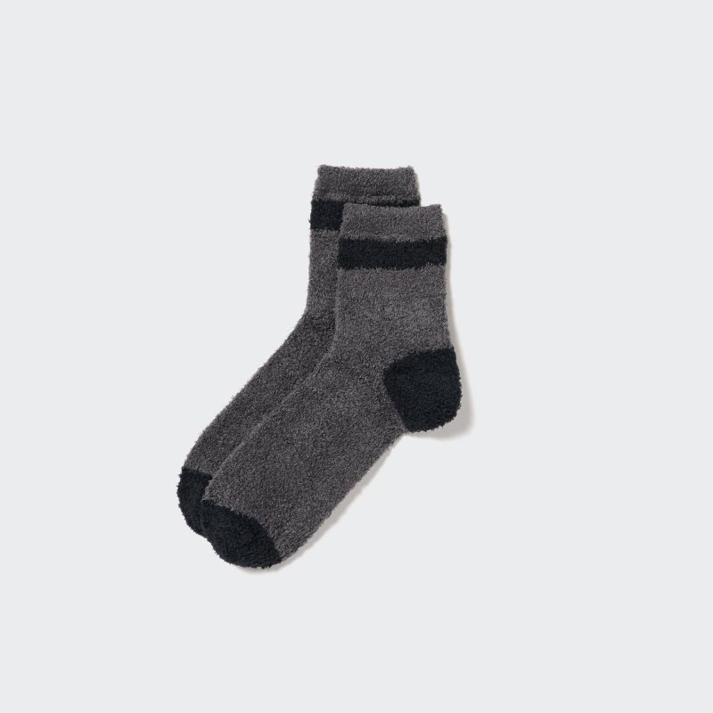 Dark Grey Men Uniqlo Heattech Fluffy-lined Half Socks | USA IUCPL-3712