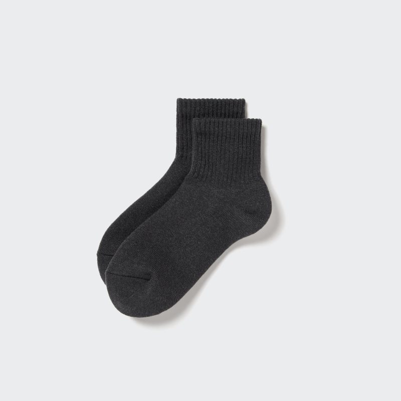 Dark Grey Men Uniqlo Heattech Pile Half Socks | USA XJIBU-0216