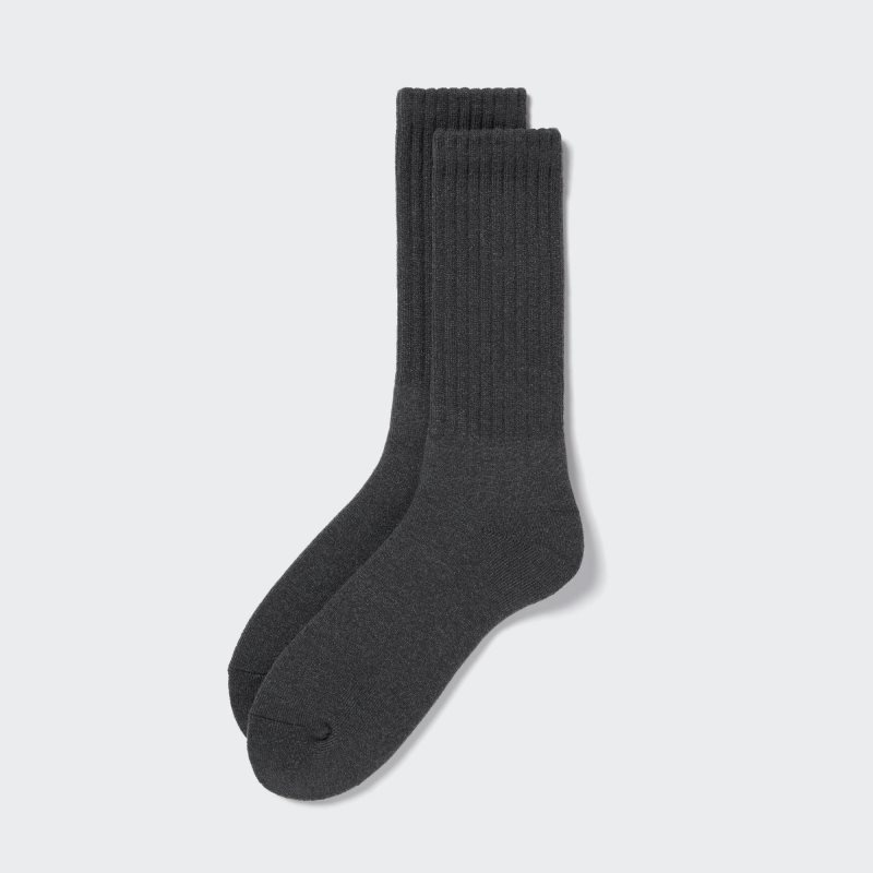 Dark Grey Men Uniqlo Heattech Pile Socks | USA KGIWD-0291