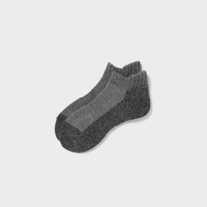 Dark Grey Men Uniqlo Heattech Short Socks | USA UHOST-3205