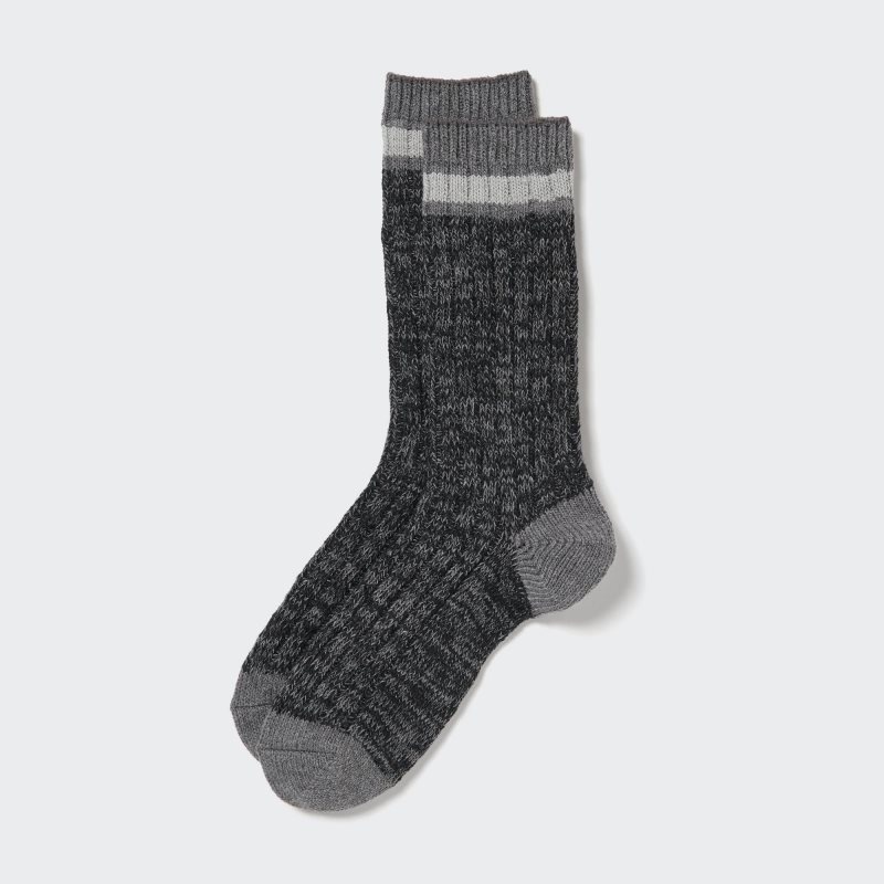 Dark Grey Men Uniqlo Heattech Slub Ribbed Socks | USA KMQYF-5014