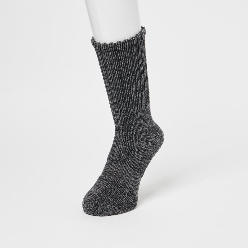 Dark Grey Men Uniqlo Heattech Soft Pile Ribbed Socks | USA HJRWC-0391