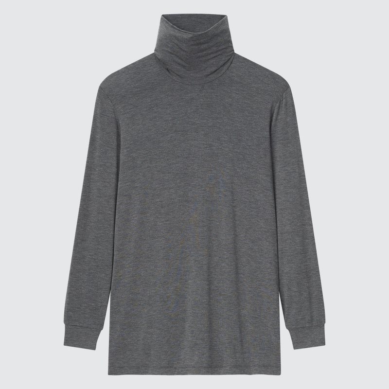 Dark Grey Men Uniqlo Heattech Turtleneck T Shirts | USA PCKIF-6543