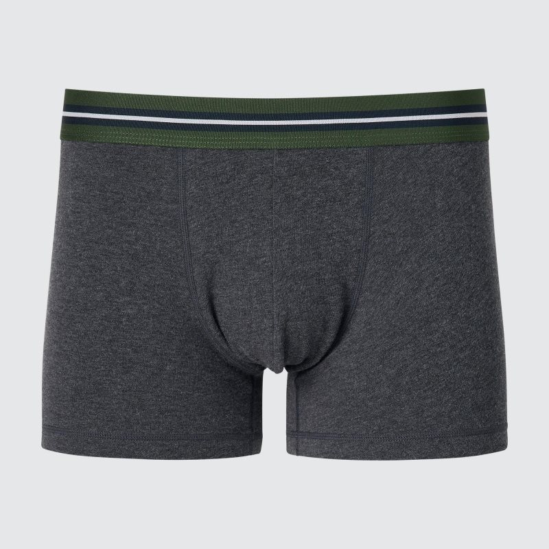 Dark Grey Men Uniqlo Low-rise Cotton Striped Boxer Briefs | USA HPYLC-9074