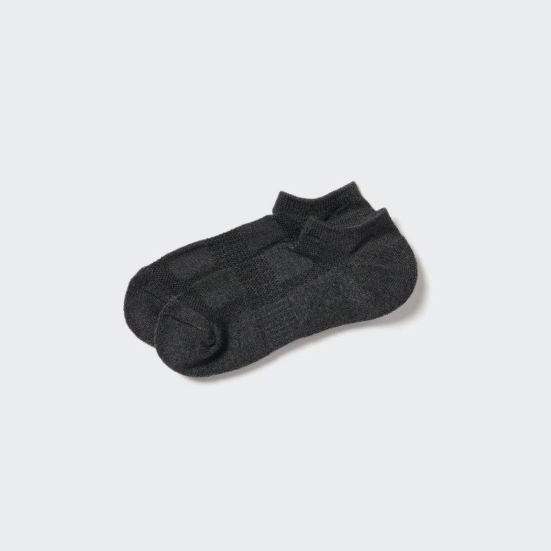 Dark Grey Men Uniqlo Pile Mesh Short Socks | USA QMNHU-9451