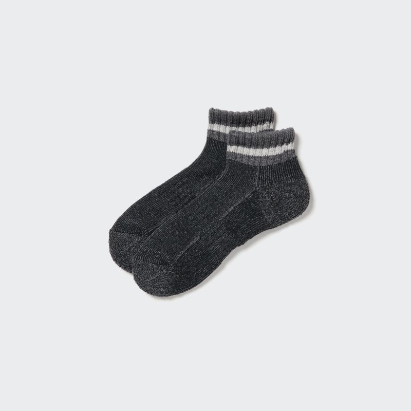 Dark Grey Men Uniqlo Soft Pile Short Socks | USA DBIOY-8906