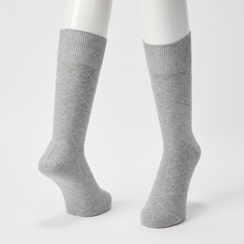 Dark Grey Men Uniqlo Supima Cotton Links Checked Socks | USA WZGXA-3912