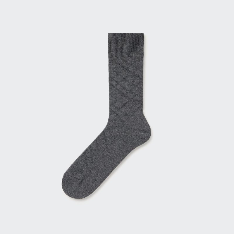 Dark Grey Men Uniqlo Supima Cotton Links Checked Socks | USA WZGXA-3912