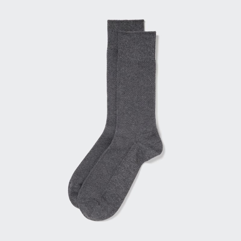 Dark Grey Men Uniqlo Supima® Cotton Pique Socks | USA ZOPEQ-8260