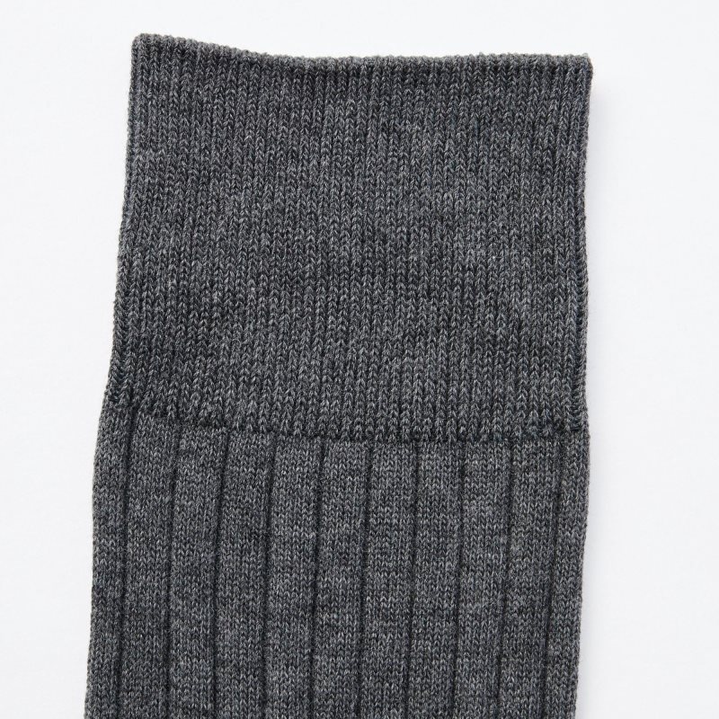 Dark Grey Men Uniqlo Supima® Cotton Wide-ribbed Socks | USA XWSPR-8625