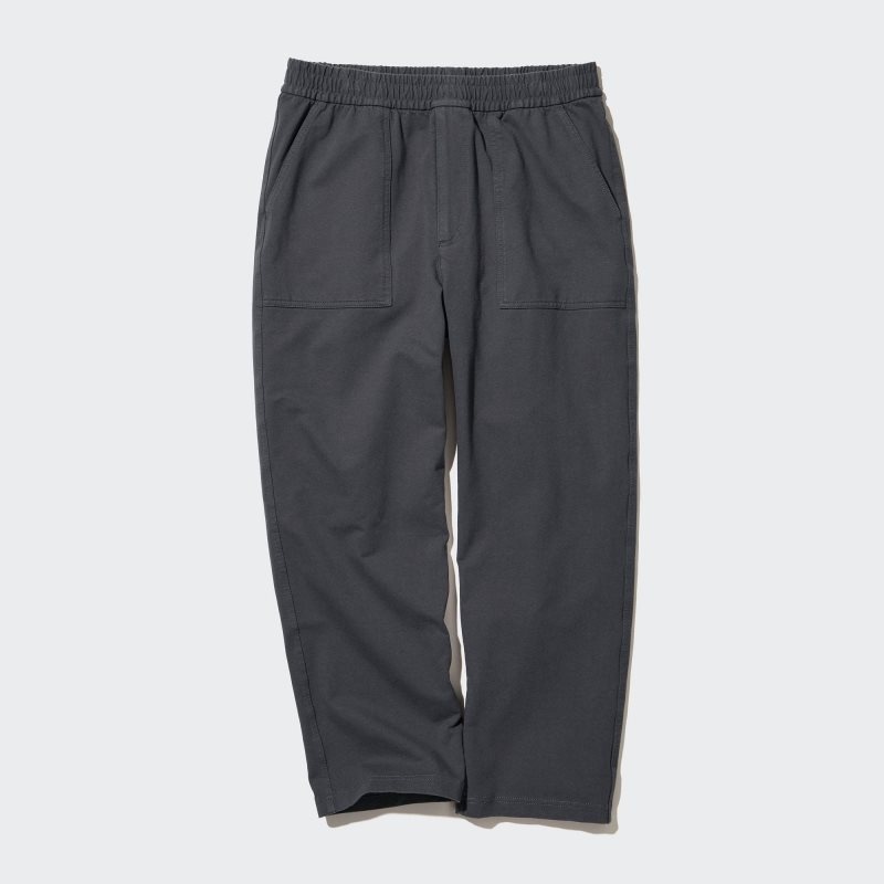 Dark Grey Men Uniqlo Washed Jersey Ankle Pants | USA YXZQD-8457